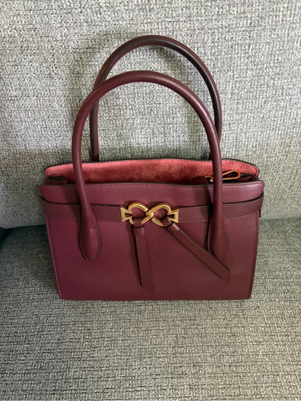 kate spade Burgundy Leather Satchel with Gold Hardware